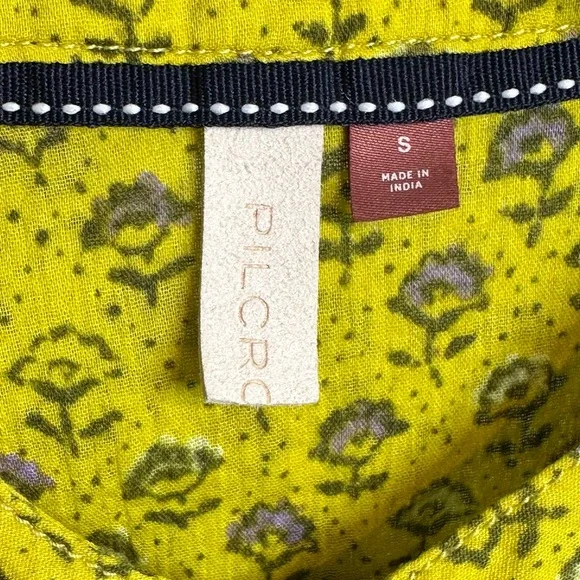 Anthropologie Pilcro The Sidney Batwing Yellow Green Floral Print Blouse Shirt - Picture 11 of 16